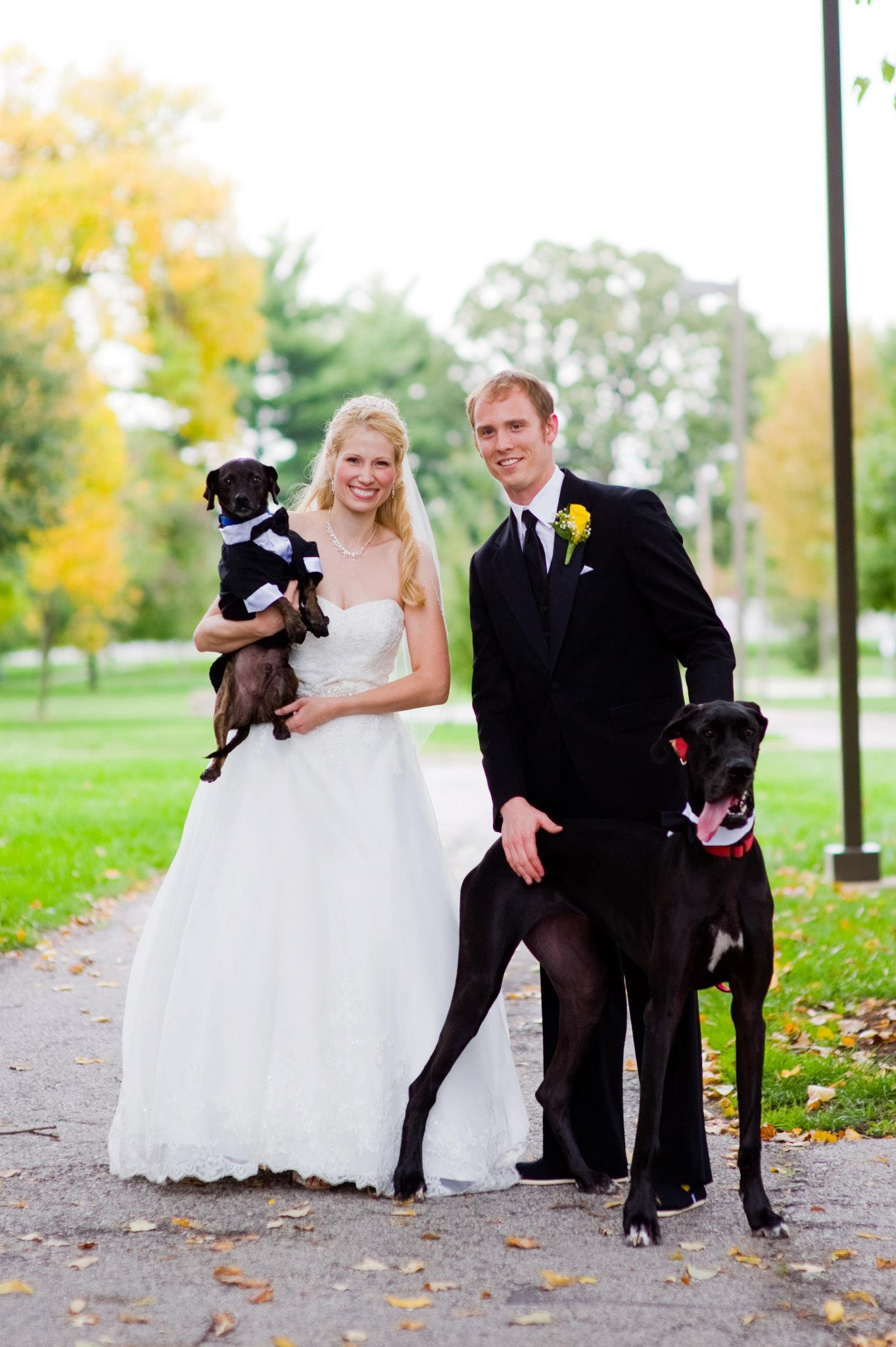 Dustin and Karen with rescue dog Kitty and their first Great Dane Aubrey